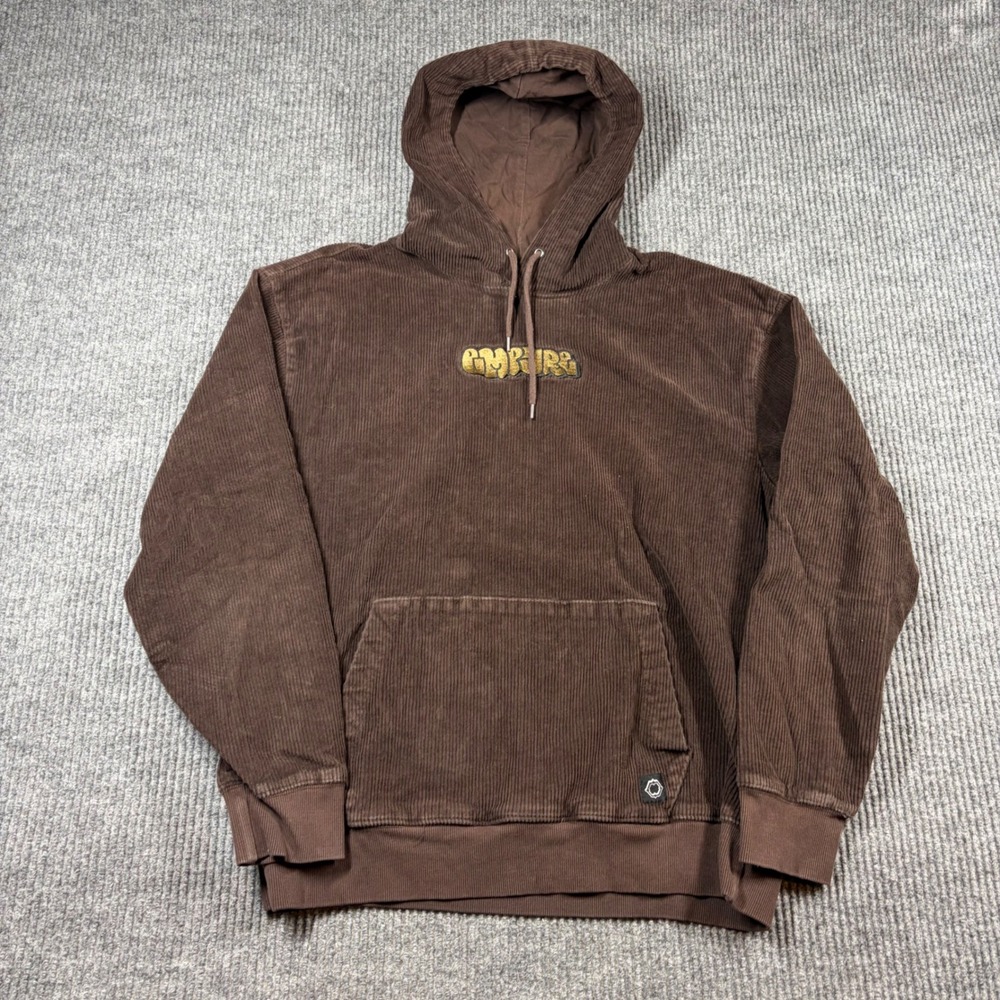 Empire Hoodie Men's M Corduroy Brown Embroidered Logo Pullover Skater Street